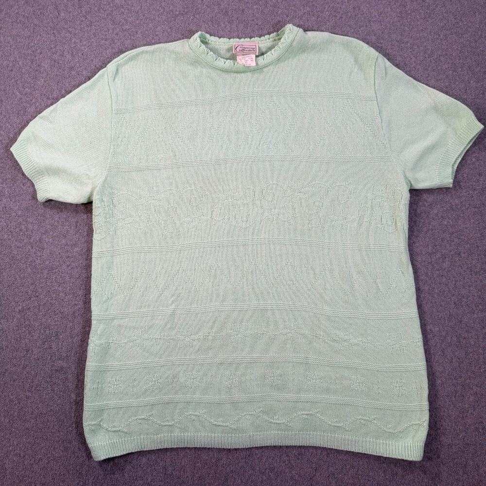 Company Collection Mint Green Short Sleeve Sweater Women's XL Vintage Knit